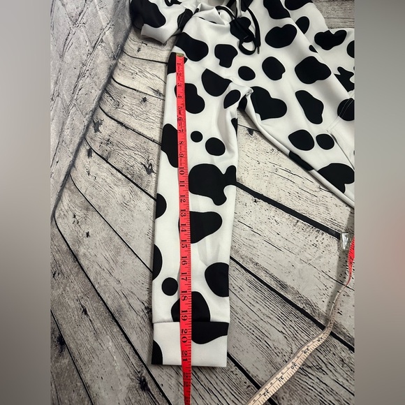 Dalmatian Dog Cow Print Drawstring Hoodies Pullover Sweatshirts Long Sleeve SM - Picture 10 of 11